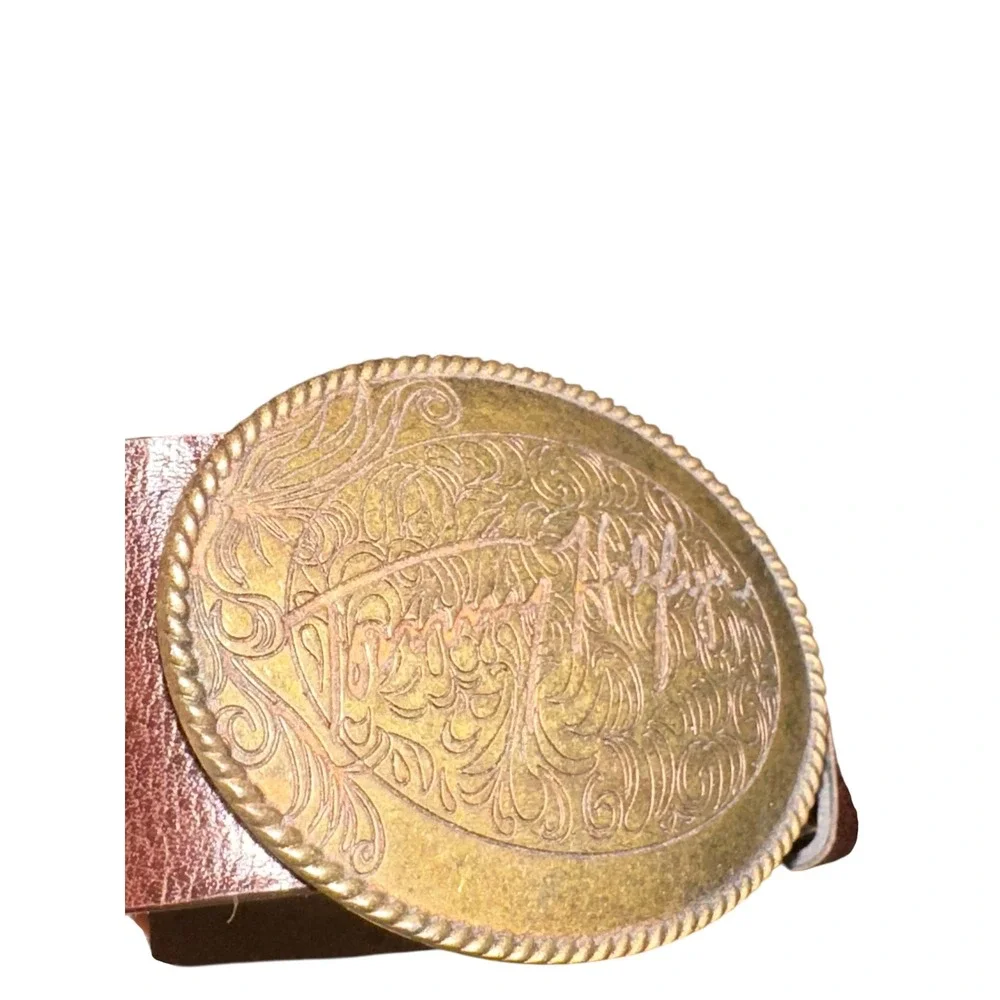 Tommy Hilfiger‎ Brown Brass Buckle Leather Belt